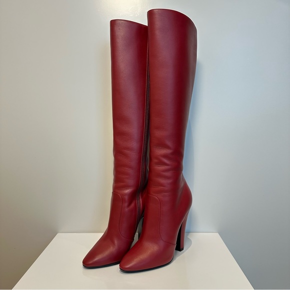 Saint Laurent Red 68 Knee-High Boots - Picture 2 of 5